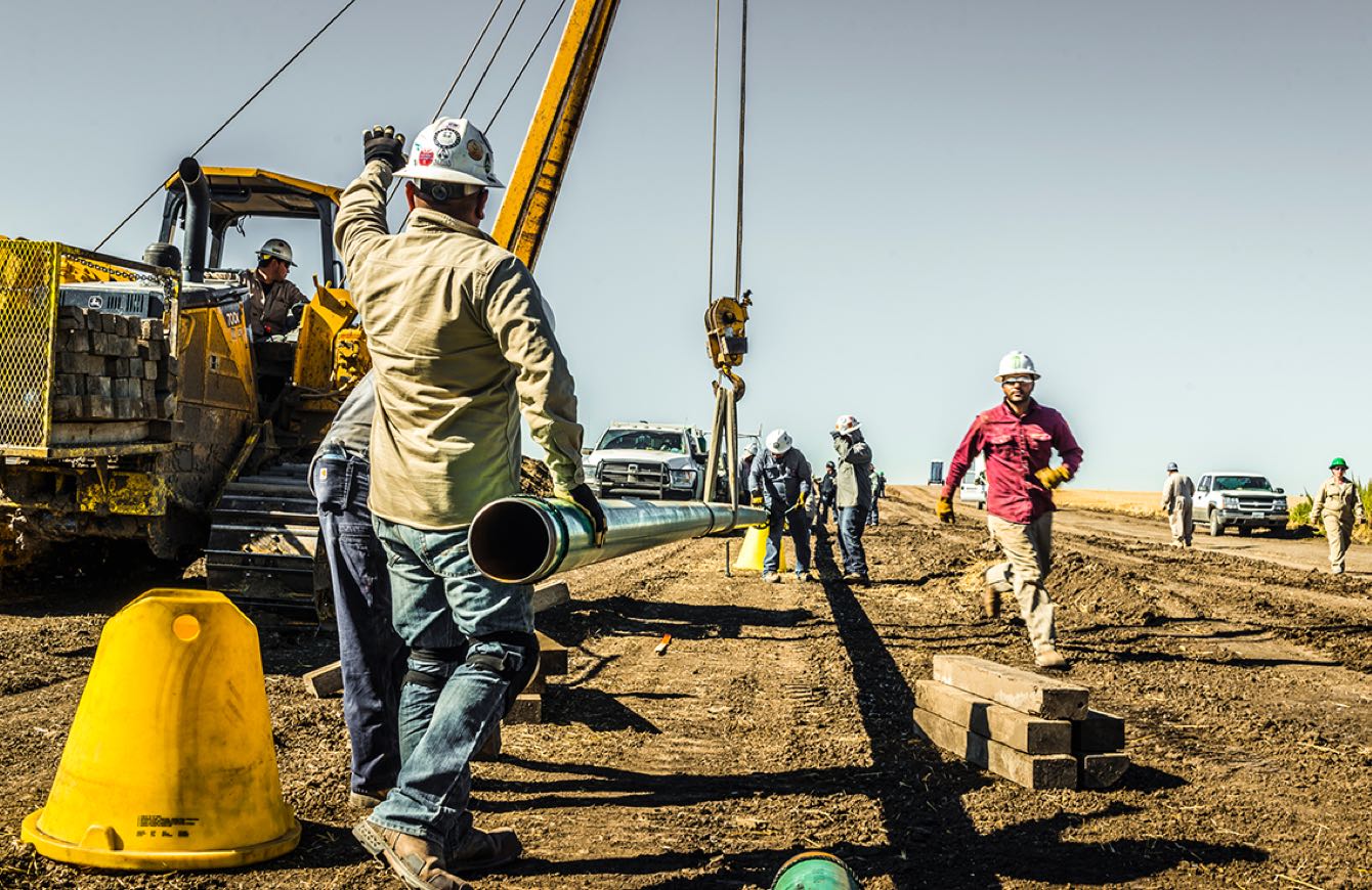 midstream construction workers